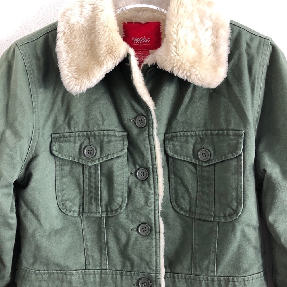 Mossimo Faux Shearling Coat Small Green - Picture 2 of 13